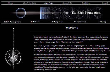 screenshot Tau Zero Foundation